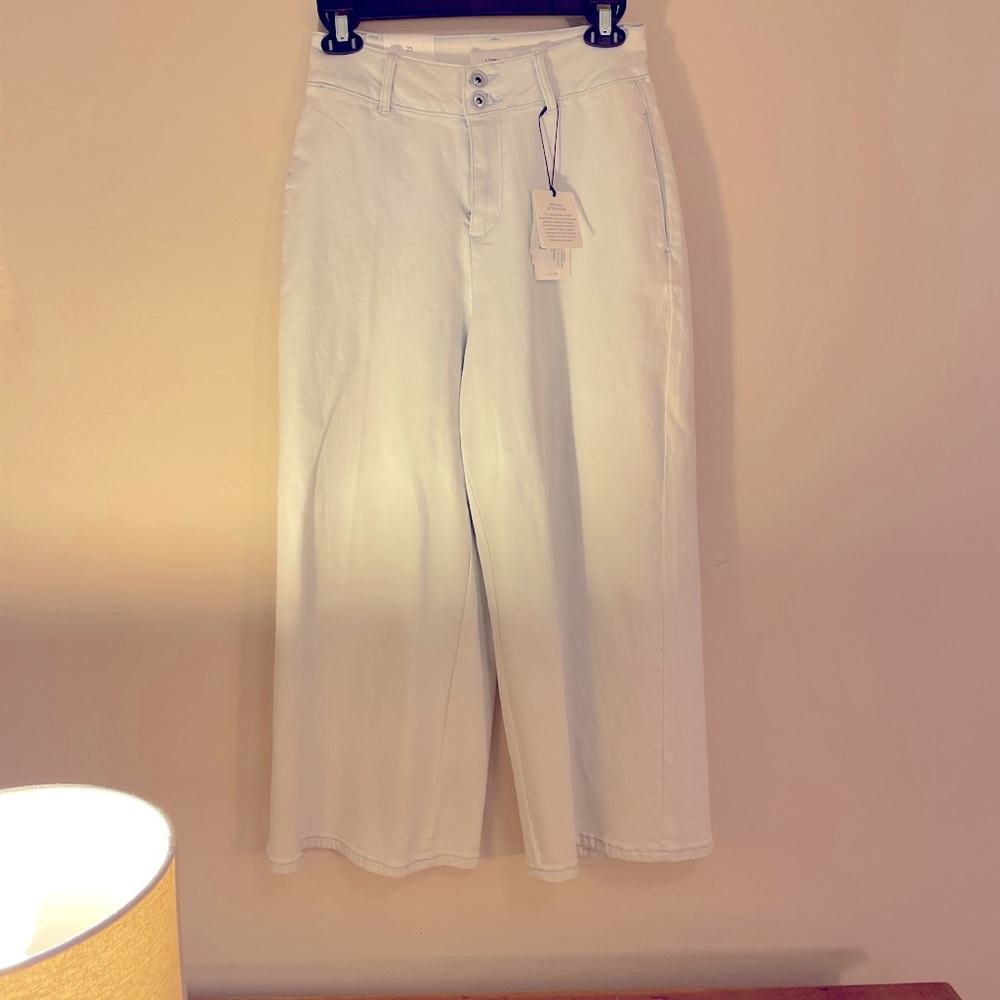 A LOVES A PALE CROPPED WIDE-LEG JEANS